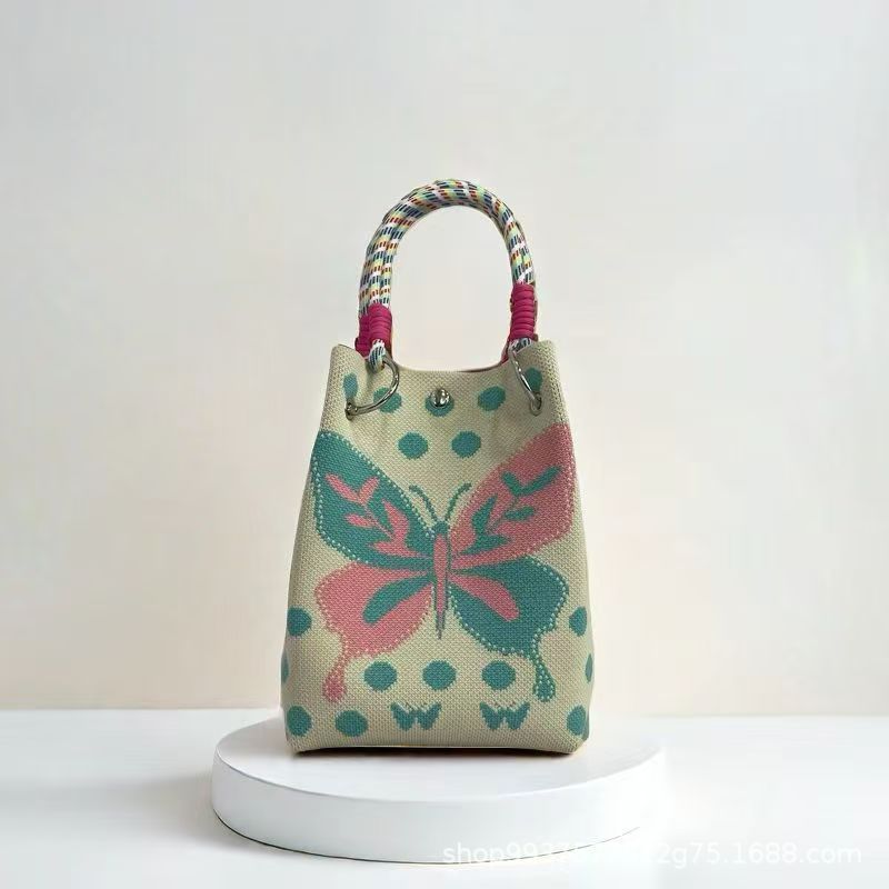 New Woven Ring Buckle Bag Knitted Bag Three-dimensional Magnetic Buckle Handbag Handbag Handbag Knitting