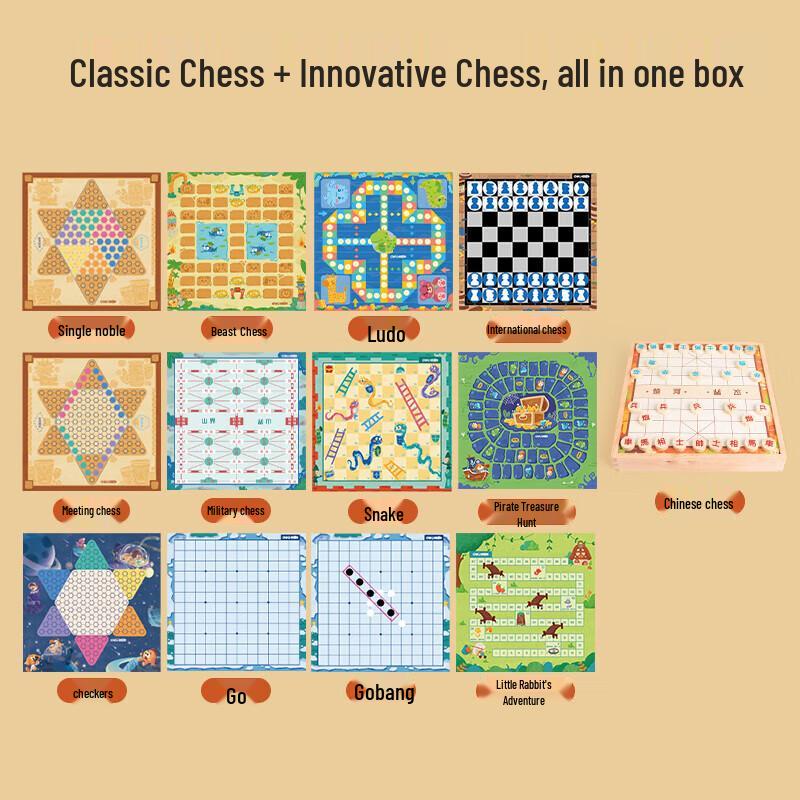Deli Wooden 28-in-1 Board Game Set