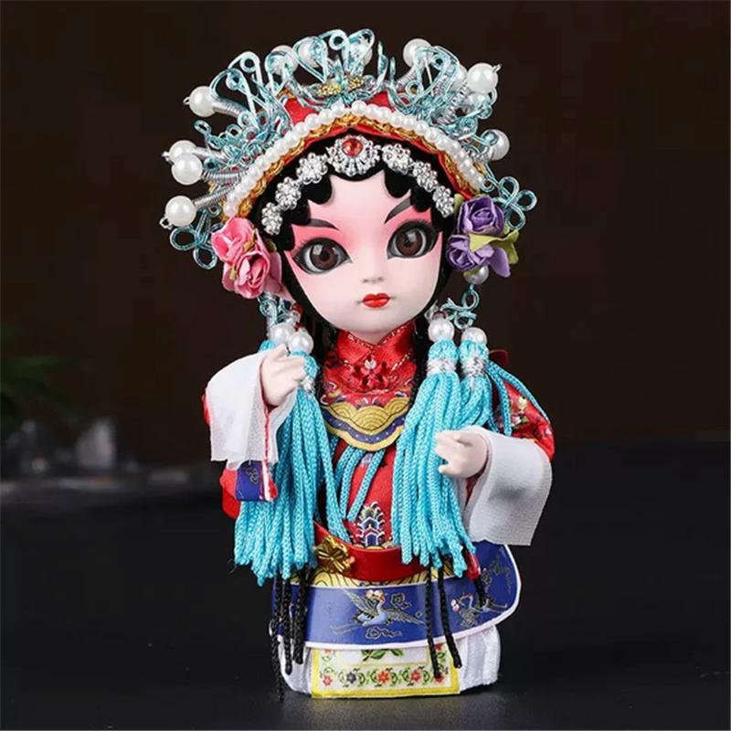 Chinese Opera Character Decoration Silk Doll Peking Opera Mask Doll Chinese Handmade Decorative Gifts Shop Decoration Doll