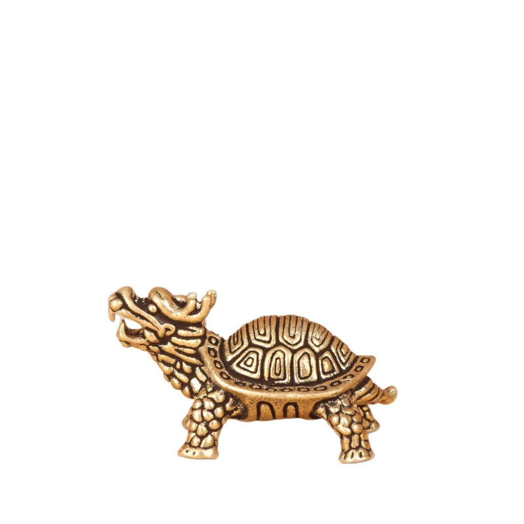 Vintage Brass Dragon Turtle Keychain Ornament: Personalized Gift for Men and Women