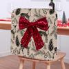 Christmas Chair Cover with Bowknot Decorative Winter Chair Back Cover Deer Print Festive Holiday Home Decor