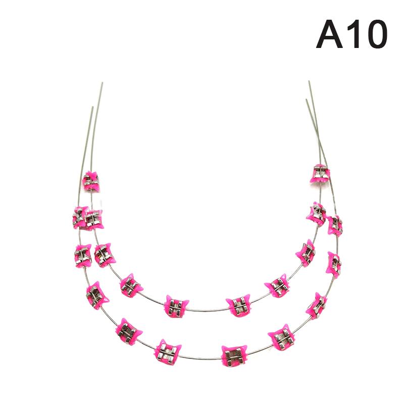 2Pcs Cartoon Cat Dental Metal Braces Archwire Without Hooks Metal Bracket And Ligature Ties Colorful Temporary Tooth Decoration
