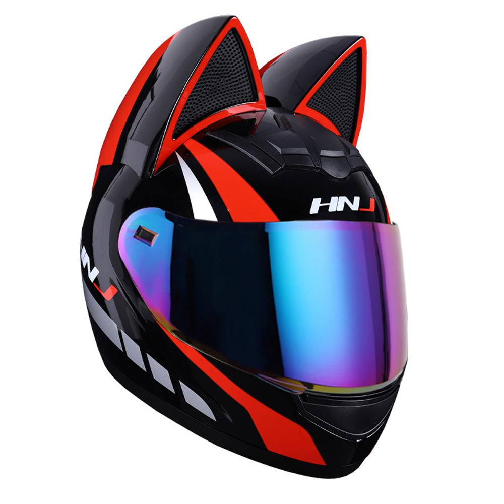 

HNJ Мотоциклетный шлем Casco Moto Шлем для бездорожья Съемные кошачьи ушки Четыре сезона Дышащий Мотокросс Мотоциклетный шлем Мужской Женский M