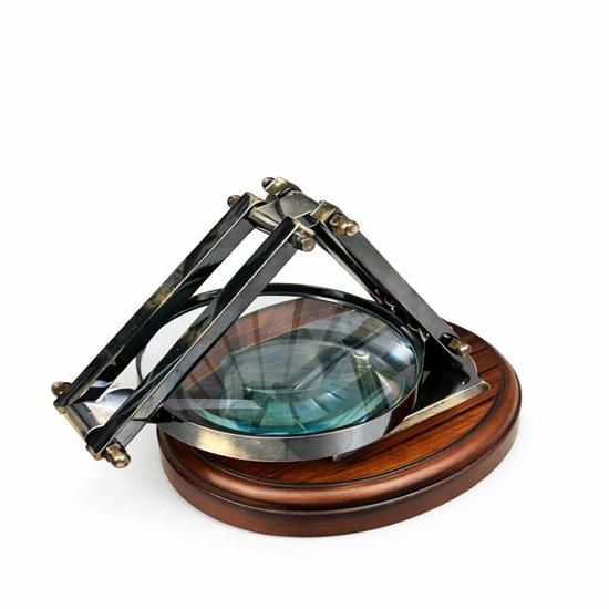 Brass Tabletop Magnifying Glass, Nautical Desk Decor, Adjustable Desktop Magnifier, Antique Style Office Decor