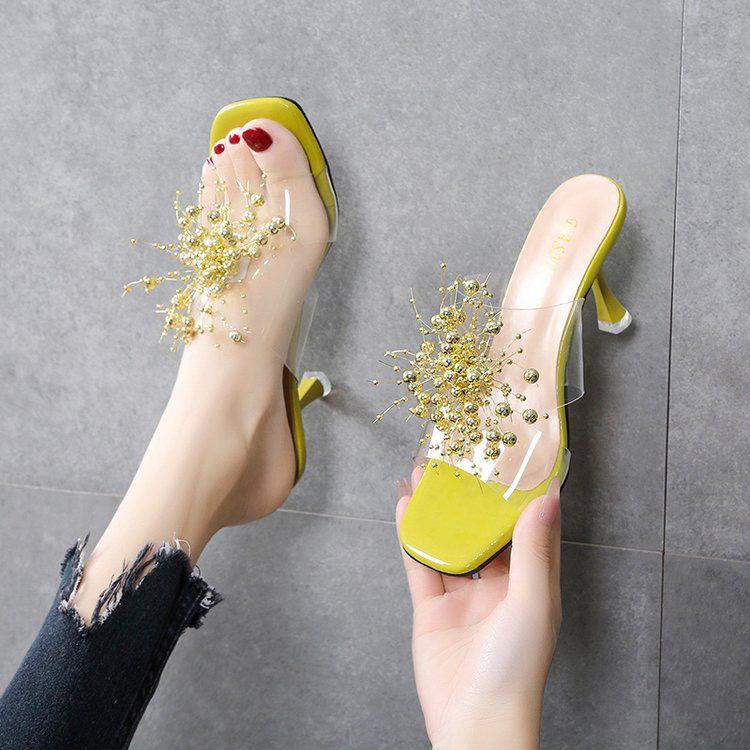 

Fashion Slides Flowers Shoes for Women Sexy Sandals Clear Heeled Woman Slippers New Fashion Shoe H Sandal Designer Luxury Low Price Eva 42