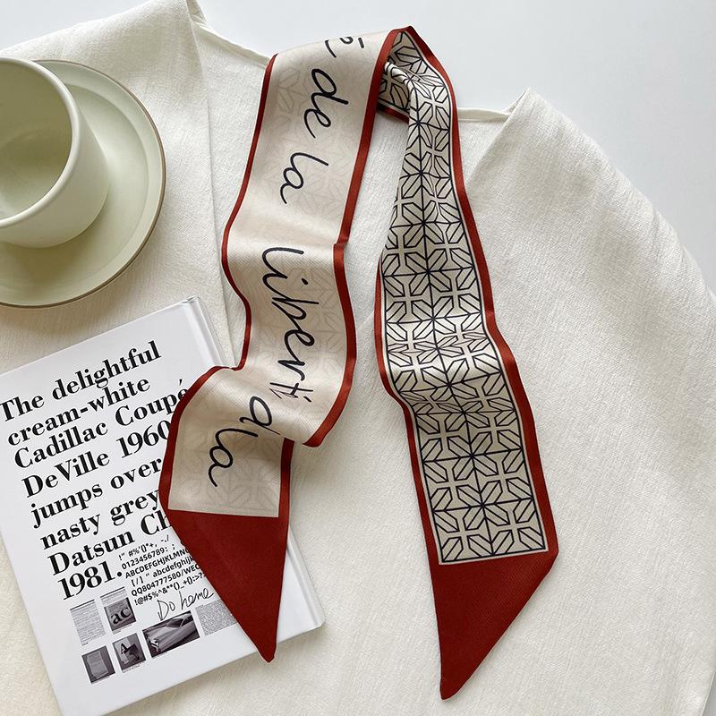 

2023 Новый корейский дизайн узкий длинный ленточный шарф для волос для женщин шелковые шарфы сумка резинка для волос резинка для хвостика головной убор фуляр для волос