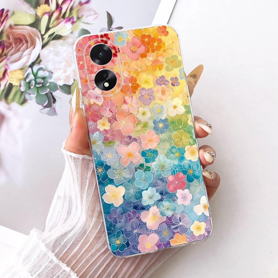 For OPPO A18 A38 4G Case CPH2579 CPH2591 Shockproof Cover Popular Flower Bowknot Soft Silicone Fundas For OPPOA18 OPPOA38 Bumper