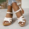 Fashion White Chunky Heeled Sandals Women Summer 2025 Braid Cross Band Gladiator Sandals Woman Ankle Strap Casual Platform Sandles Mujer