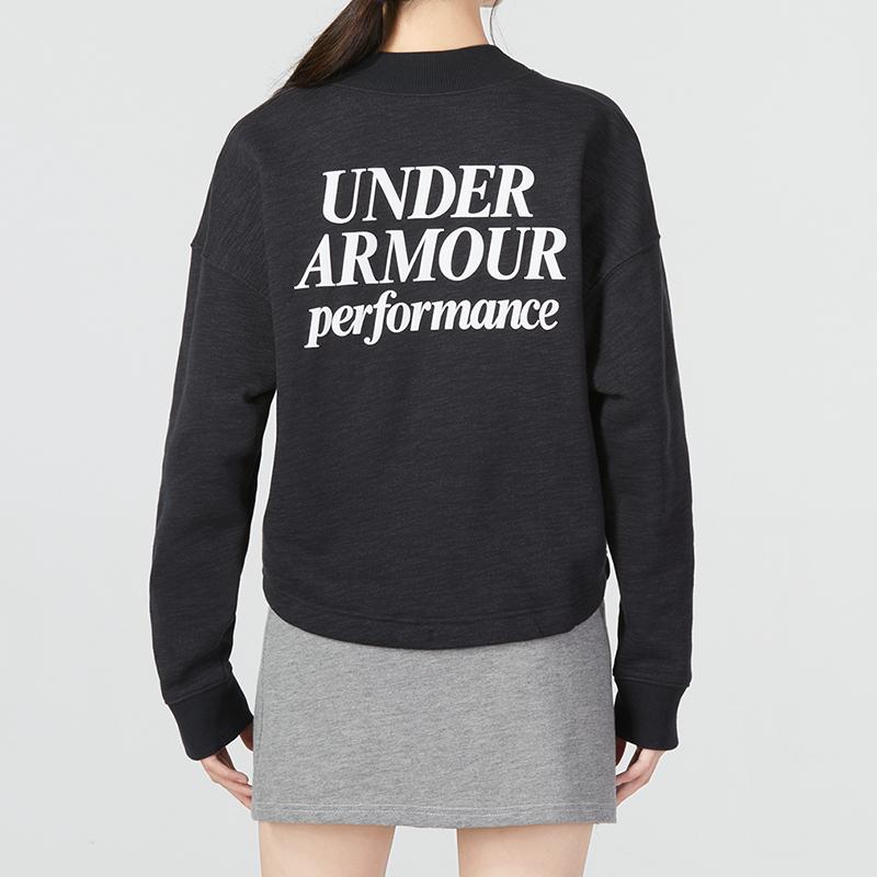 Under Armour Essential Script Crew Neck Pullover Sweatshirt Women Tops Black 1374108-001