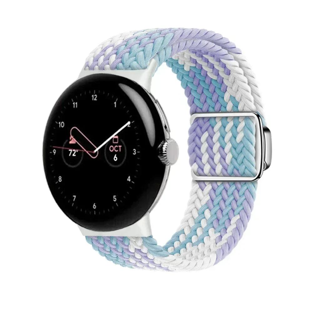 

Braided Solo loop Strap for Google pixel 2 band Accessories Smartwatch Elastic Adjustable Nylon belt bracelet Pixel Watch bands For Pixel watch фиолетовый