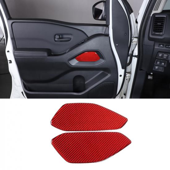 Red Carbon Fiber Interior Door Panel Trim Sticker For Nissan Frontier 2024-2025