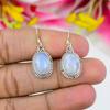 Solid 925 Sterling Silver Moonstone Oval Gemstone Handmade Designer Women Dangle Drop Earrings