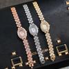 CQ219 Fashionable Women Watch with Diamond Studded Oval Bracelet Quartz Watch Light Luxury Clock Gift Watches for Woman