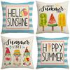 Hot Colorful Summer Home Bedroom Living Room Sofa Cushion Pillow Cover Linen Letter Print Cartoon