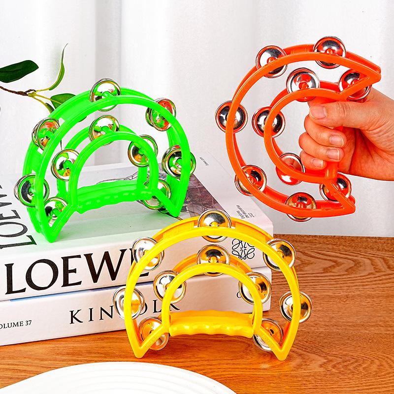 Toys Educational Orff Hand Bell Colorful Tambourine Double Layer Hand Bell Drum Adult Music KTV Party Percussion Instrument Gift