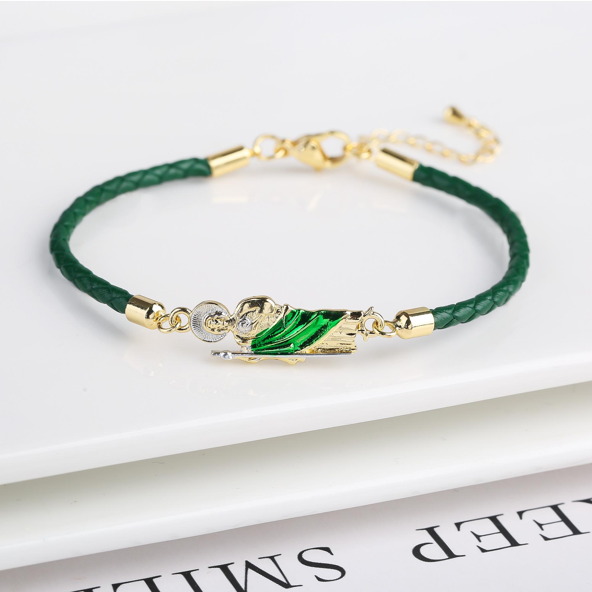 

Hot Sale Green Pink Religious St. Jude Leather Rope Braided Zircon Bracelet Fashion for Man Woman Daily Party Zirconia Zircon