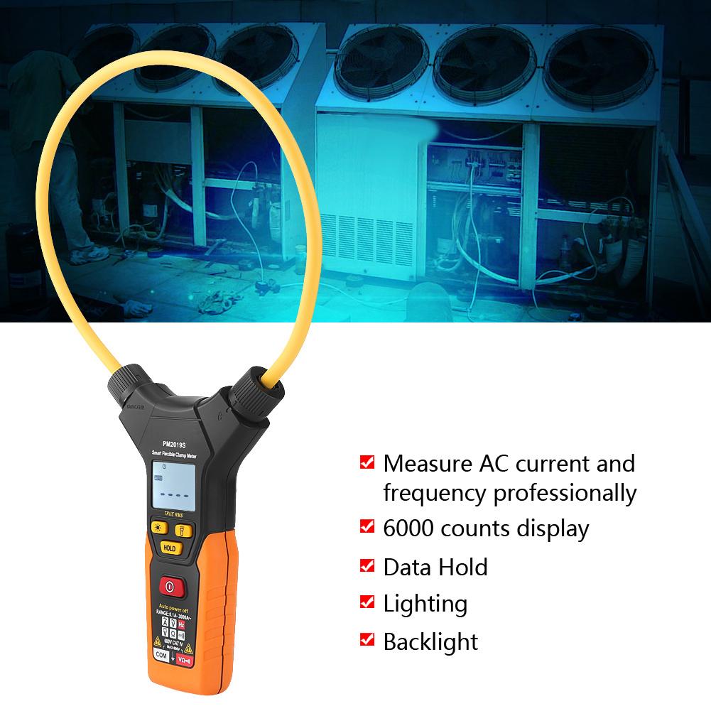 PEAKMETER PM2019S Handheld Digital Flexible Clamp Meter 3000A AC Current Multimeter