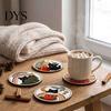Stackable Coaster Set 4PCS Black Cat Acrylic Coasters, Christmas Festive Tabletop Coffee Table Protection Pads Mats, Non-Slip Rounded Coasters