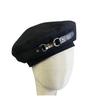Hat women's new leather buckle design windproof beret metal warm painter hat navy hat octagonal hat