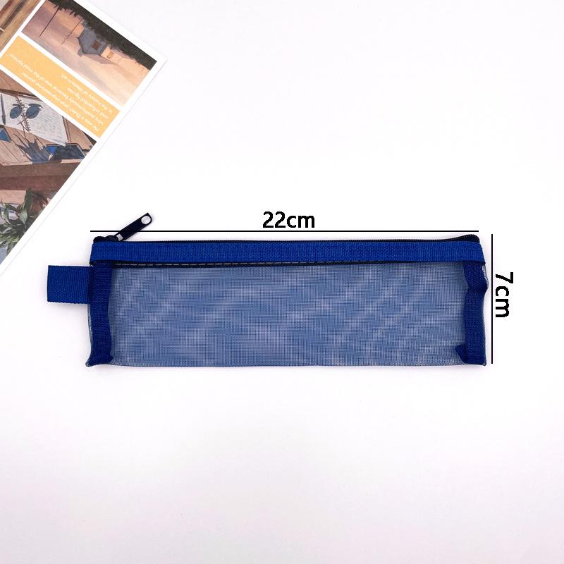 Retro Color Transparent Mesh Pencil Case - Portable Stationery & Makeup Bag for Students