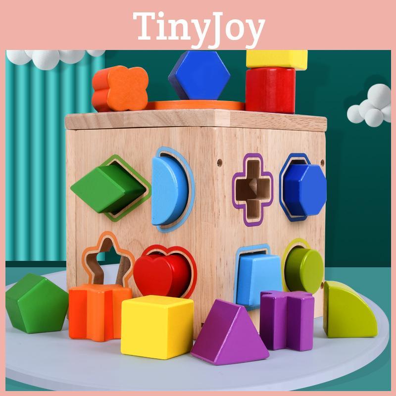 Wooden Geometric Kids Matching Blocks 16 Hole Space Intelligence Box Toy