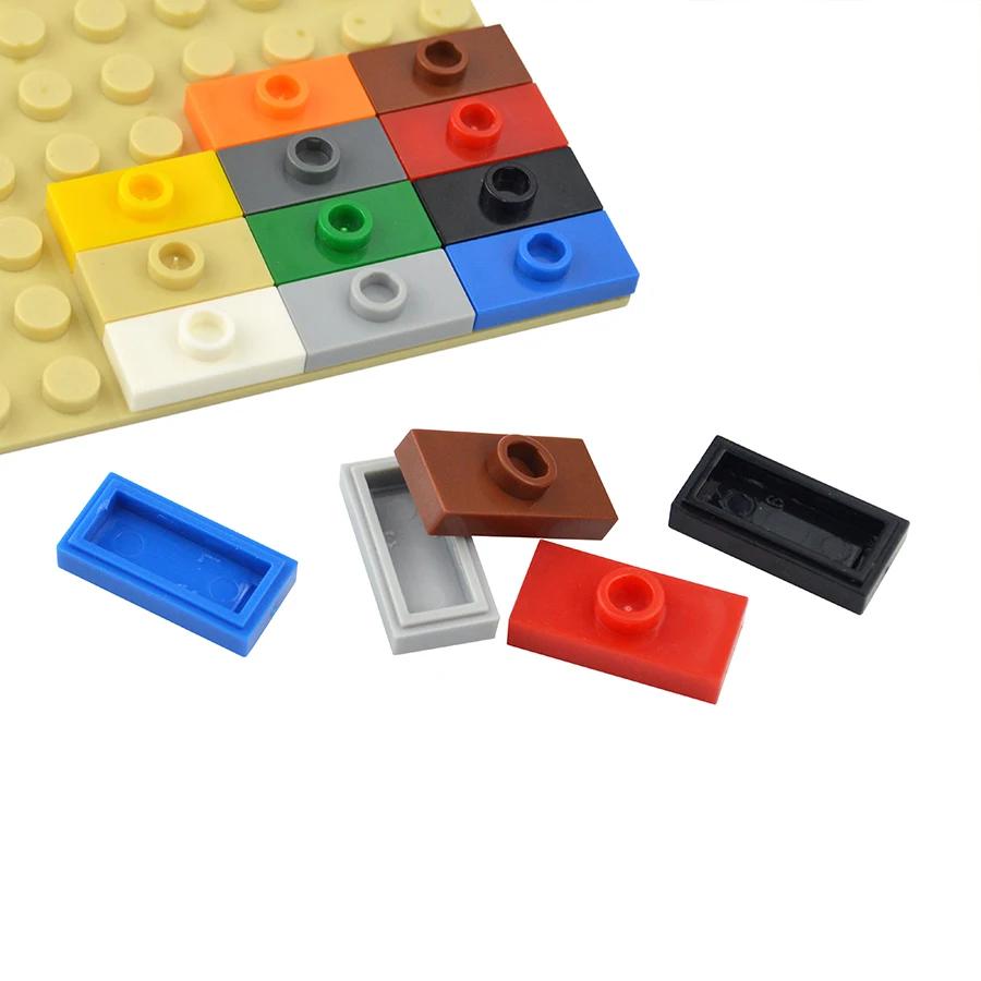 80Pcs MOC Assembles Particles Thin Brick 1x2 with 1 Stud Dots Plate Building Blocks Kid High-Tech Toys Compatible 15573 3794