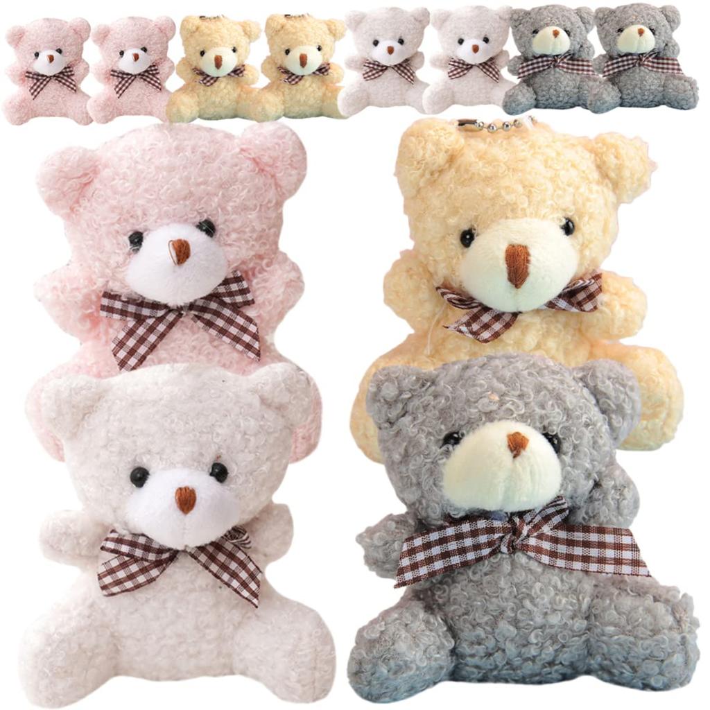 STOBOK Plush Bear Keychains, 12 Mini Bears, Animal Backpack Charms
