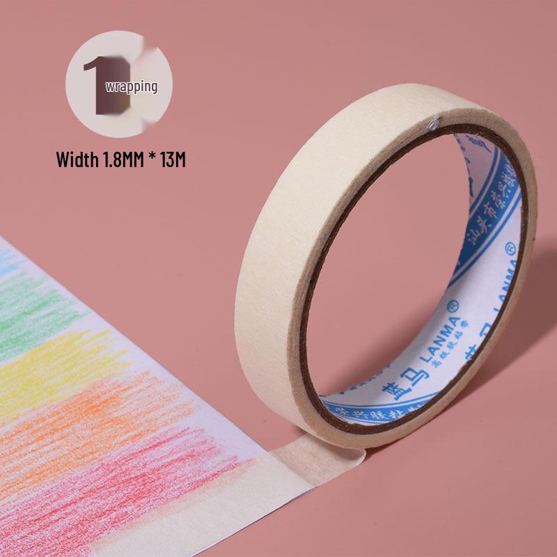 White Crepe Masking Tape: No Residue, Easy to Tear, Writable, Medium Strength Adhesive for Auto Paint & Art.