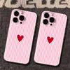 Pink Striped Heart Clear Phone Case For iPhone 17 Pro Max 16 Pro 15 Plus 14 13 12 11 17Air XS X XR 7 8 Plus 16E Shockproof Cover