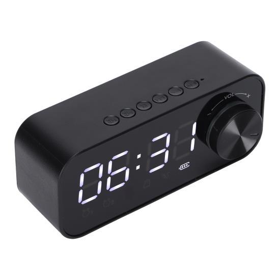 B126 BT Clock Speaker Multifunctional Adjustable Portable Alarm Clock Radio with LEDBlack