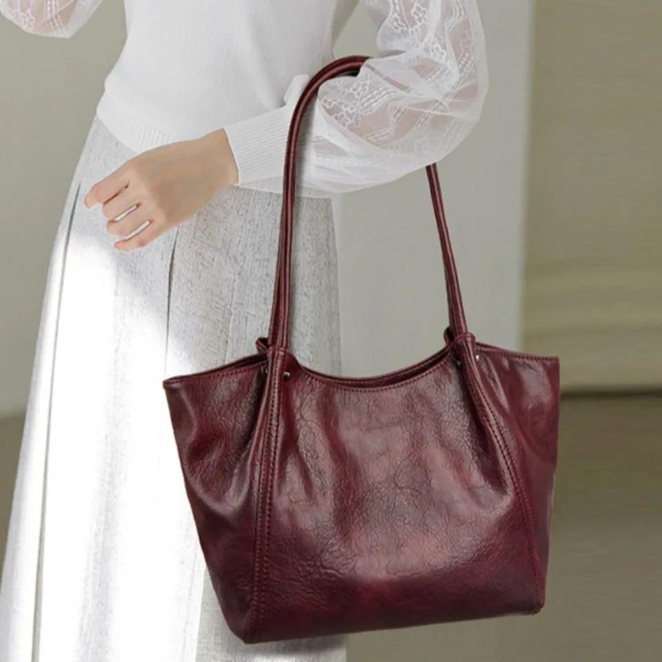 Genuine Brand Top Quality Soft Leather Shoulder Crossbody Bags for Women Designer Handbags Large Top-Handle Bags Casual Tote Sac