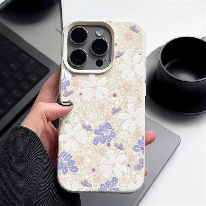 

Чехол с цветочным узором для iPhone 16 Pro Max 15 14 13 12 11 Противоударный Тонкий Мягкий Силиконовый Чехол-накладка iPhone 11 белый/бежевый