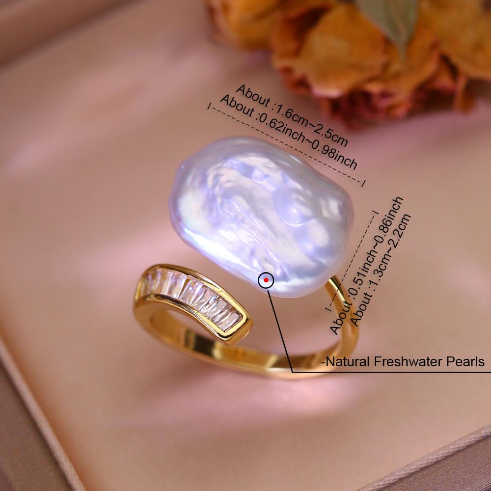 SENIKO 12-16mm Natürliche Süßwasser Perle Ringe Für Frauen Mode Weibliche Zirkonia CZ Ring Perle Schmuck Einstellbare ring