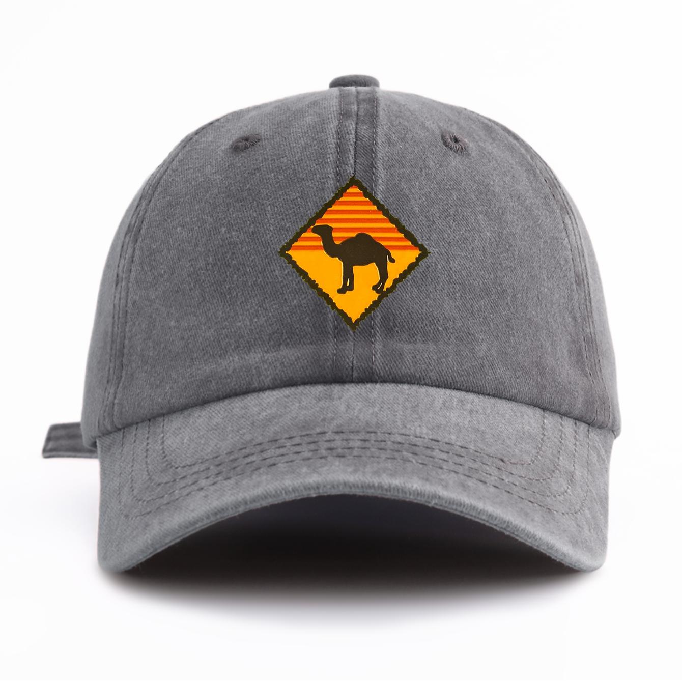 

1pc CAMEL Print Washed Baseball Cap for AdultsMinimalist Retro Style Casual Soft Adjustable Dad Hat Perfect As Gift
