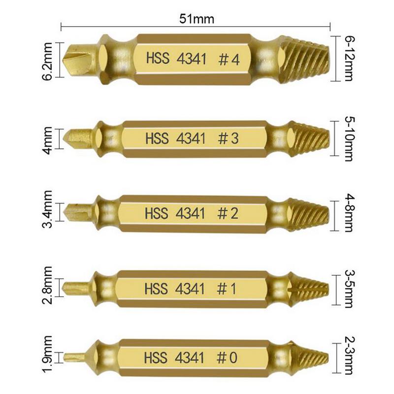 Damaged Screw Extractor Set Drill Bit Stripped Broken Remover Small Easily Quickly Take Out Kit Easy Demolition Power Tools