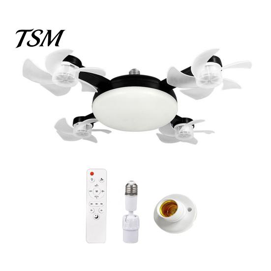 Foldable Blade Ceiling Fan 3/4/5 with Light & Remote Control, 2-in-1 Silent LED Drone Bedroom Blades, 3-Speed Dimmable E27 Socket for Kitchen