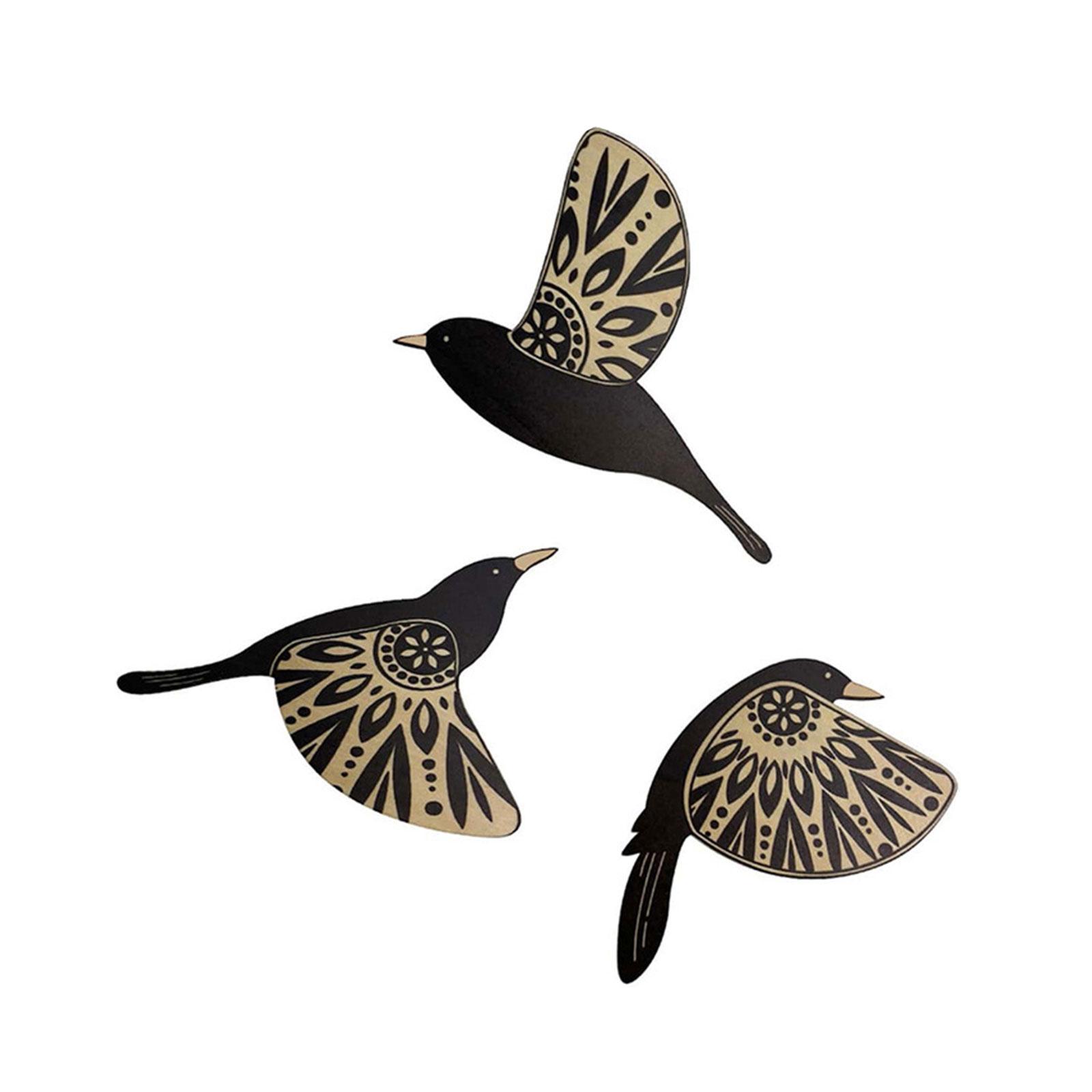 

Упаковка из 3 деревянных подвесных птиц для офиса, кухни, художественные украшения, подарок ручной работы, летящие птицы, фоновое настенное украшение