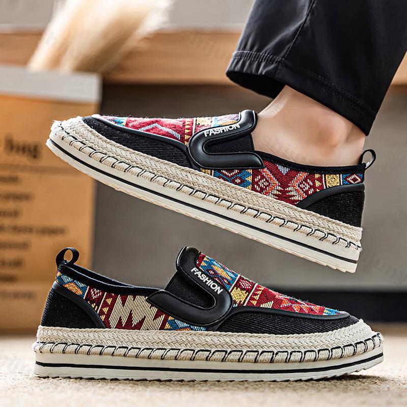 Fashion Fisherman Shoes Men's 2025 Style Cloth Surface Shoes Print Design Comfortable Fashion Trend Lightweight Slip on Casual Sneakers