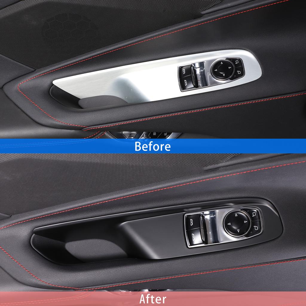 Matte Black ABS Window Lift Switch Panel Cover Trim For Corvette C8 -2025