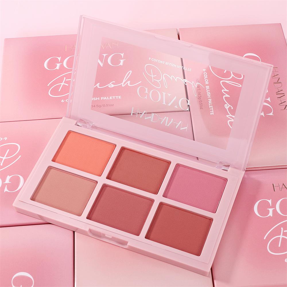 Six-color Blush Highlighter Eyeshadow All-in-one Palette Glitter Makeup Highlight Palette Pink Brighten Natural Contour Blusher