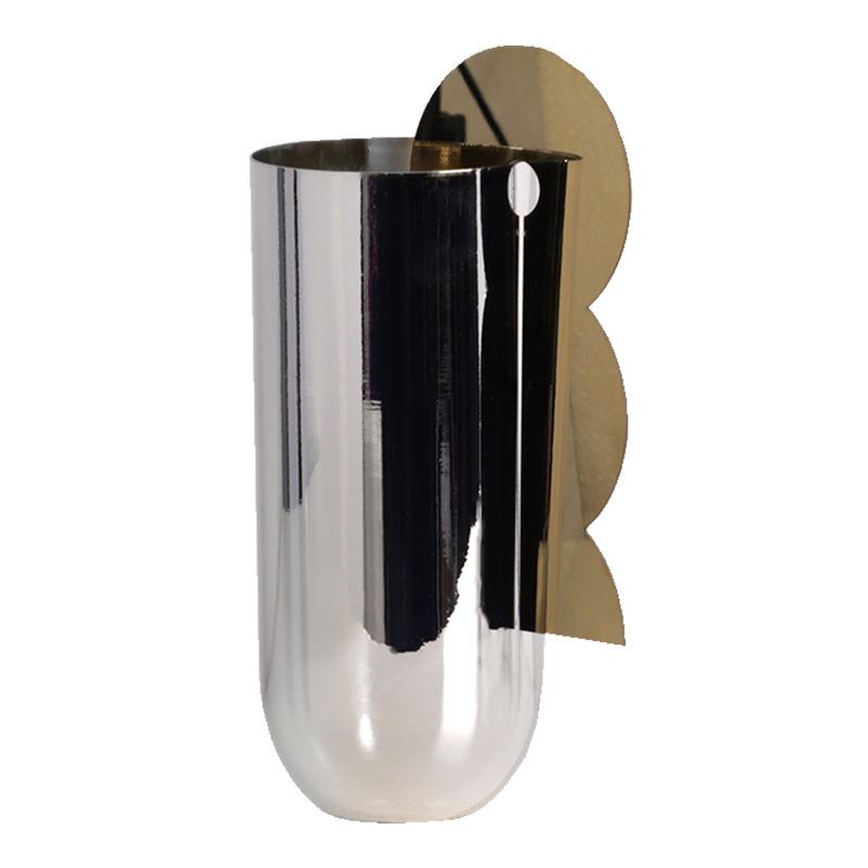Simple Modern Geometric Metal Vase Living Room High-end Art Design Flower Container Model Room Soft Decoration Ornaments