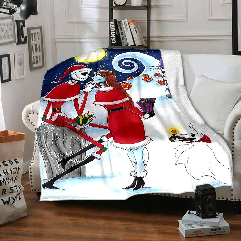 1Pc Jack Sally'S Winter Romance Blanket Soft Throw Blanket For Home Bedroom Bed Sofa Travel Office Solid Christmas Blanket