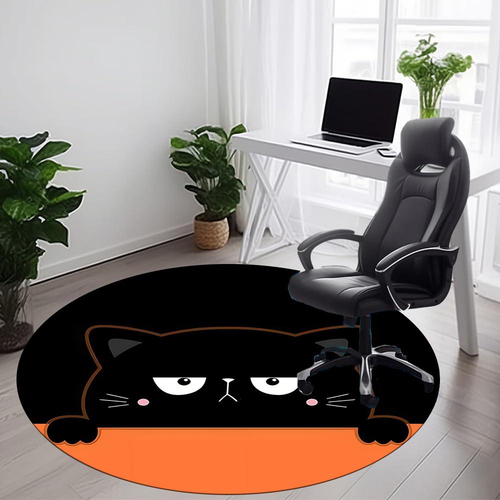 1pc Cat Circle Office Round Area Rug, Under Office Chairs Bedroom Living Room Home Decor, Room Deco