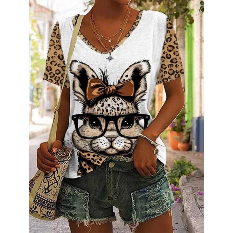 

Красочные женские футболки с принтом павлиньих перьев, модная одежда с коротким рукавом, летний женский топ с V-образным вырезом, свободный повседневный женский XL