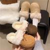 Retro Heightening Shoes Women's Autumn and Winter Outer Wear 2025 New Velvet Warm Bow Bag Head Half Drag Wool Cotton Slippers