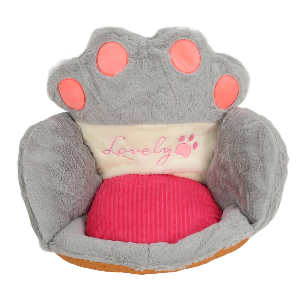 Cute Cat Paw Cushion Half Surrounded Office Chair Pillow Floor Cushion Pad for Bedroom Living Room Cafe Dorm Decor Grey