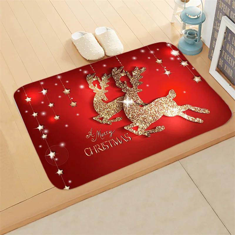 Merry Christmas Doormat Decorative Holiday Front Door Mat Funny Cartoon Character Felt Door Rugs for Indoor Outdoor Carpet
