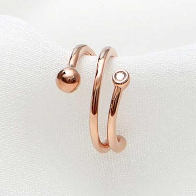 Täglicher 14KGP Roségold Cubic Feder Ohr Cuff, Eine Seite