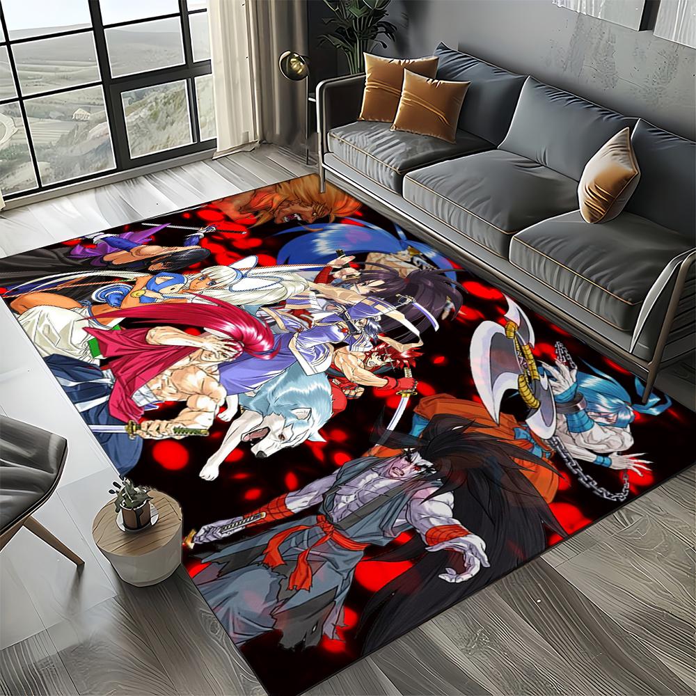 Retro Game Samurai Spirits Shodown Haohmaru Cartoon Carpet Rug for Living Room Bedroom Home Sofa Decoration,Non-slip Floor Mat