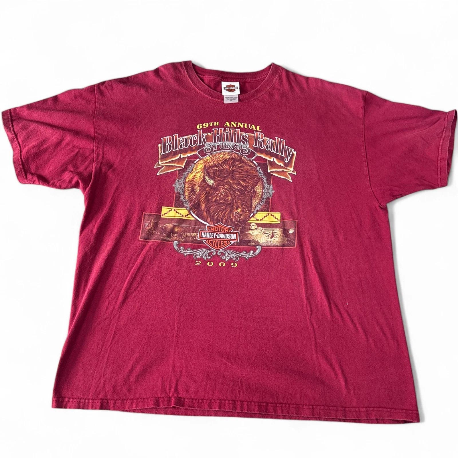 Harley Davidson Sturgis T Shirt Mens Size 2XL XXL Red Buffalo Double Sided Tee 3XL